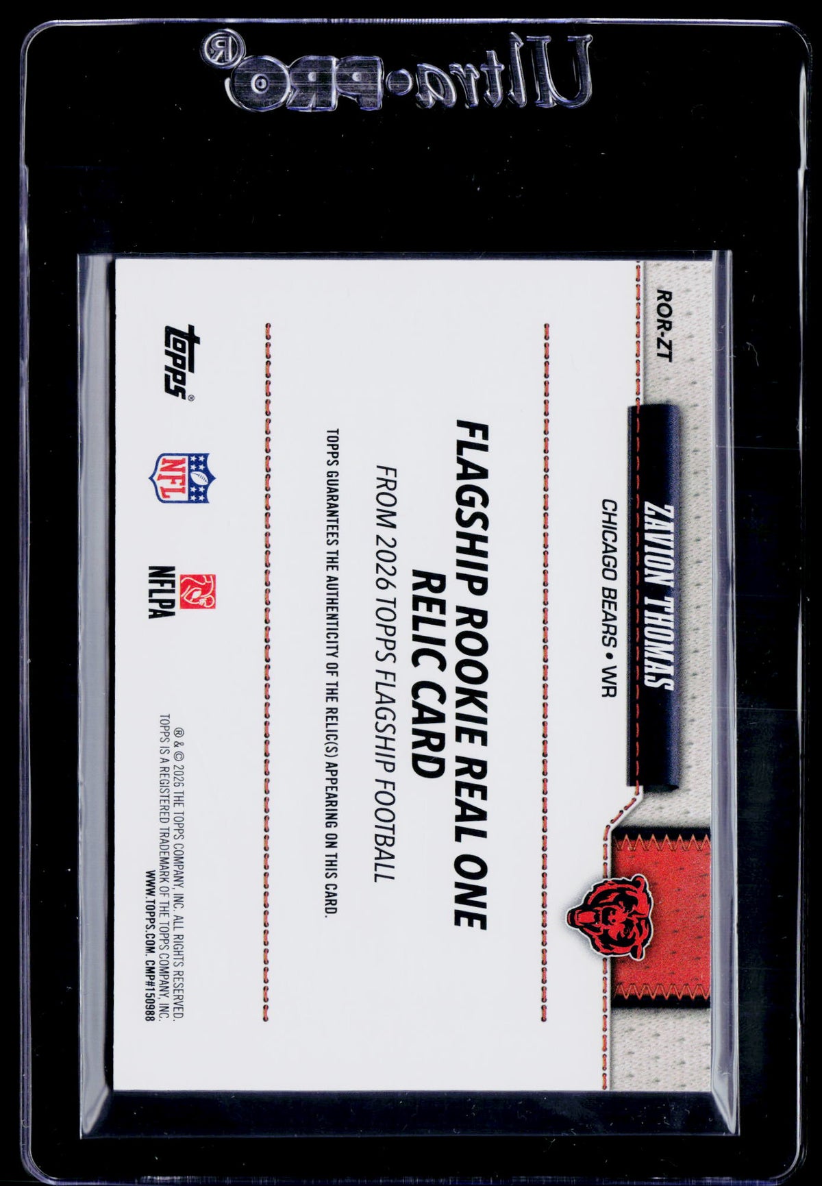 2026 Topps Flagship #ROR-ZT Zavion Thomas Real One Rookie Relics