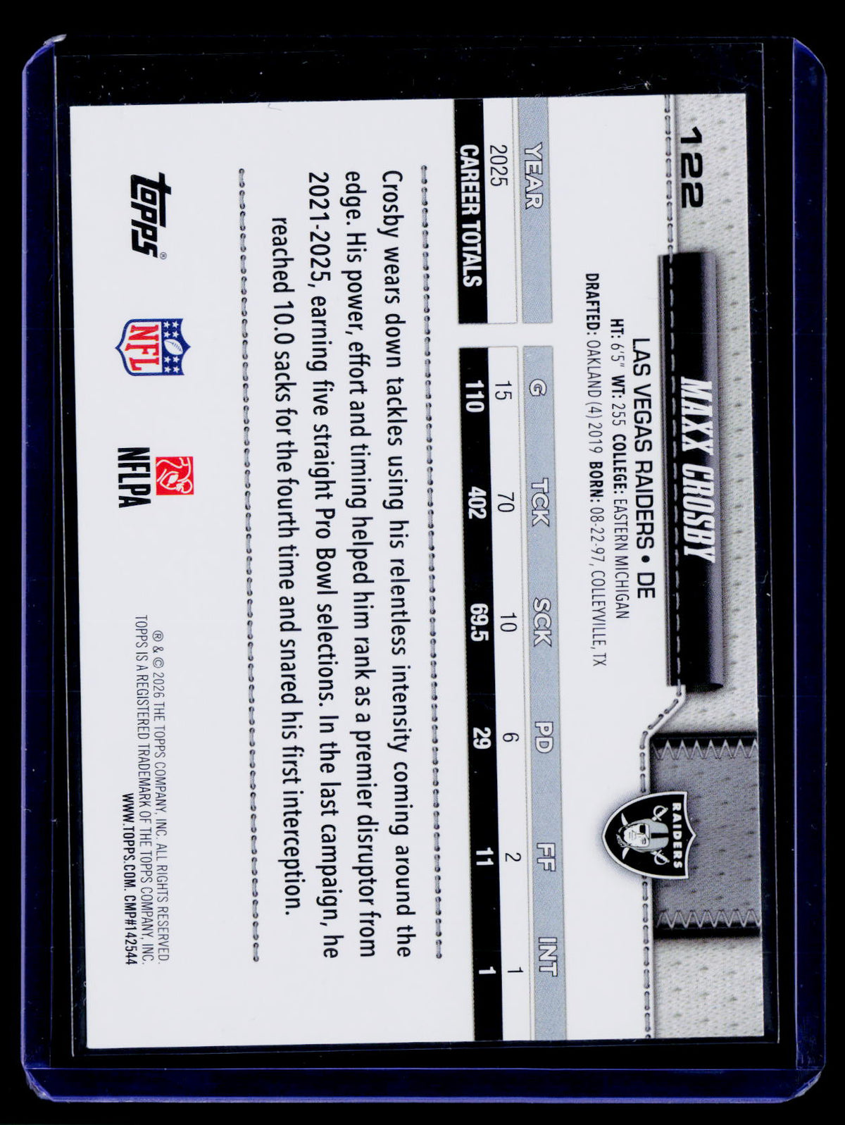 2026 Topps Flagship #122 Maxx Crosby Team Color Border Variations