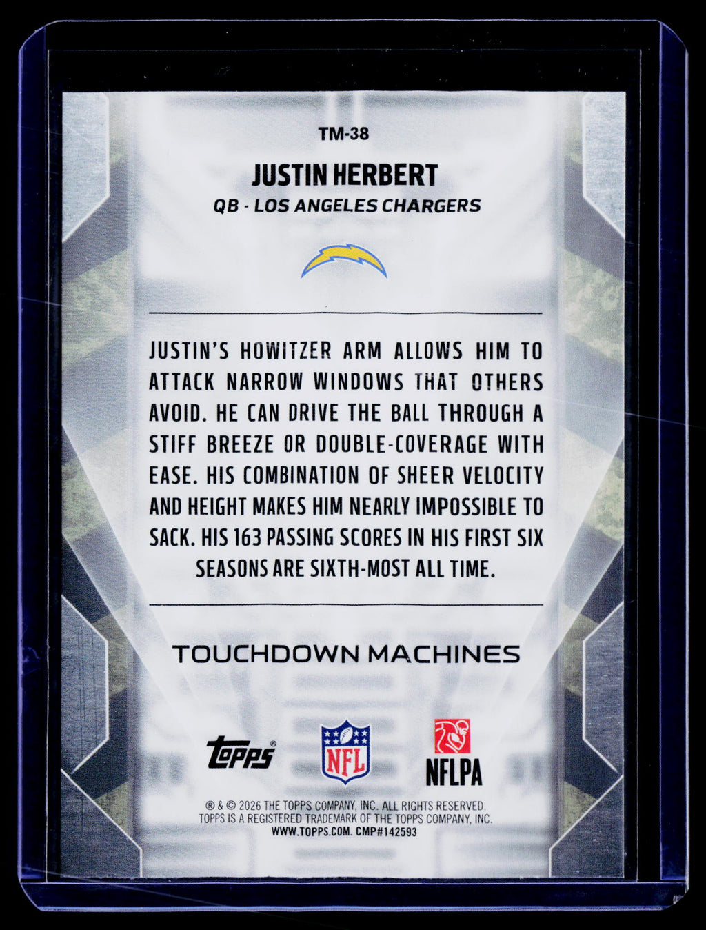 2026 Topps Flagship #TM-38 Justin Herbert Touchdown Machines