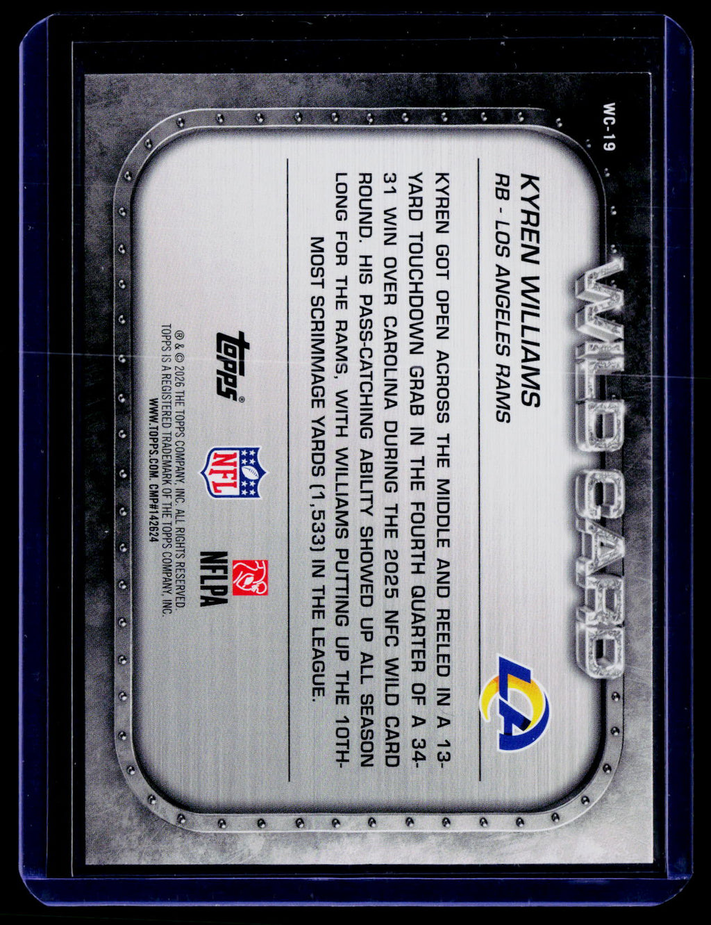 2026 Topps Flagship #WC-19 Kyren Williams Wild Card Moments Blue #/150