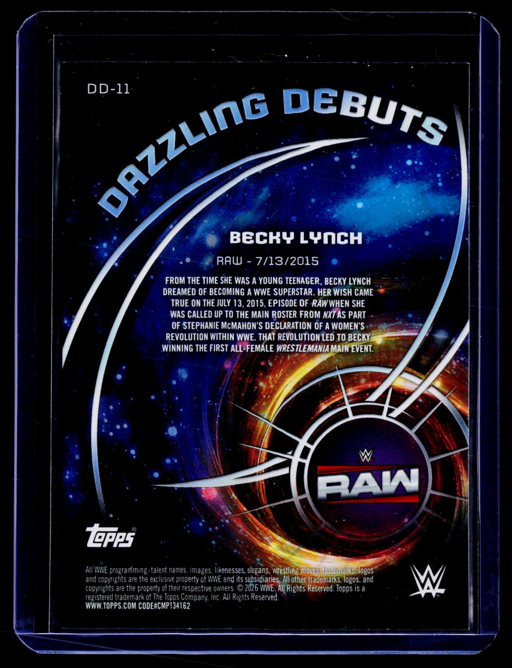 2026 Topps Universe WWE #DD-11 Becky Lynch Dazzling Debuts Aqua Speckle #/299