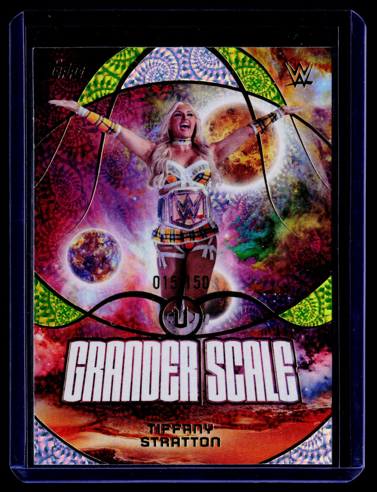 26 Topps Universe WWE GS-4 Tiffany Stratton Grander Scale Neon Green Vortex /150