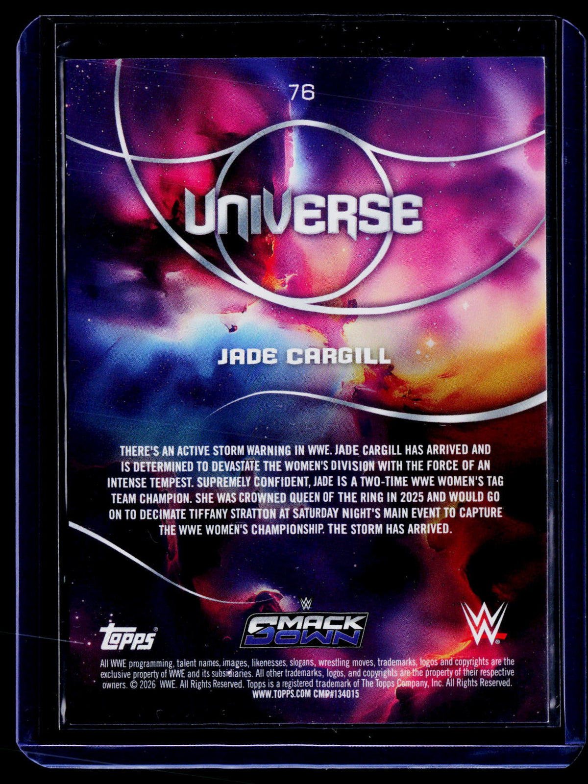 2026 Topps Universe WWE #76 Jade Cargill Purple Glass #/399
