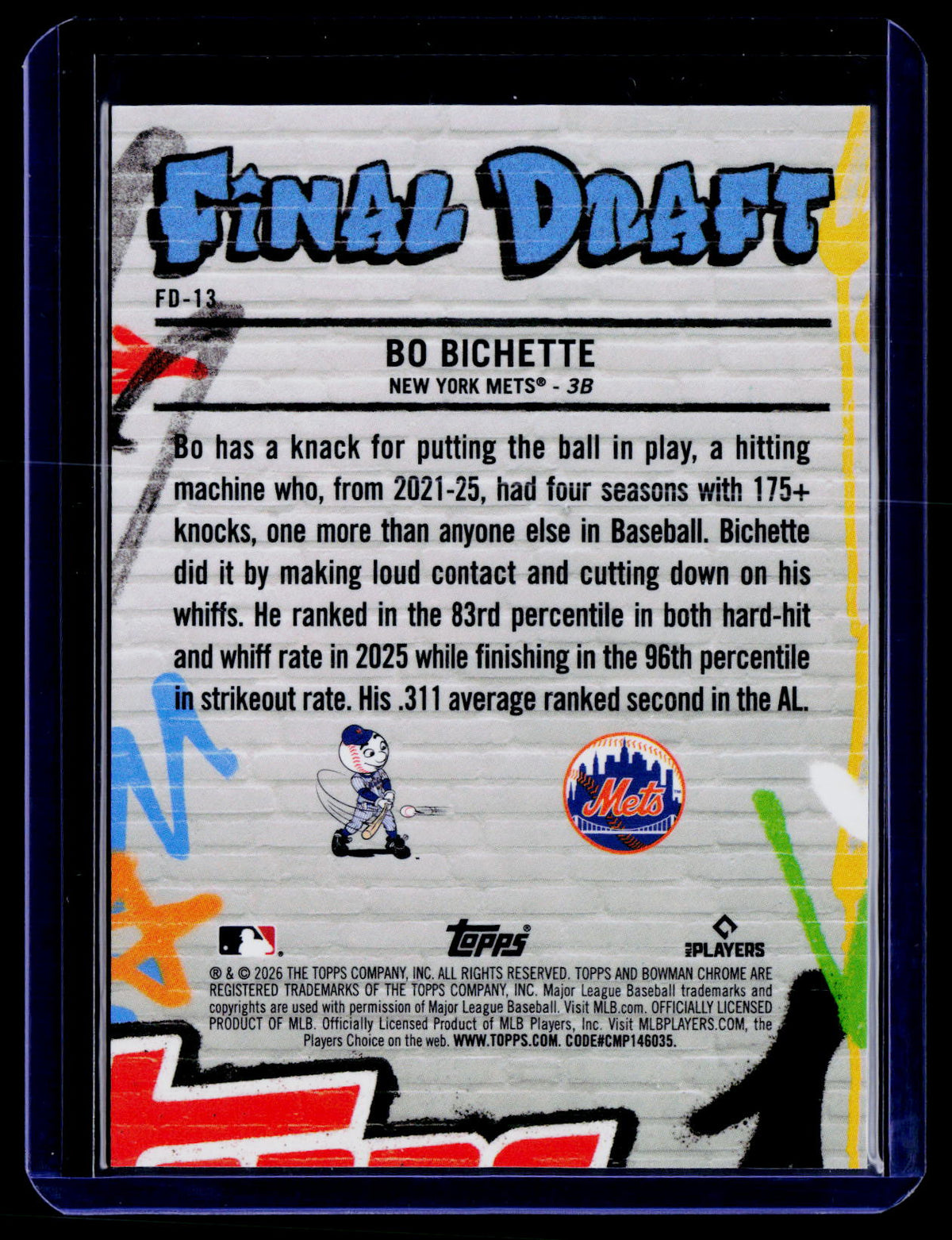 2026 Bowman Chrome #FD-13 Bo Bichette Final Draft