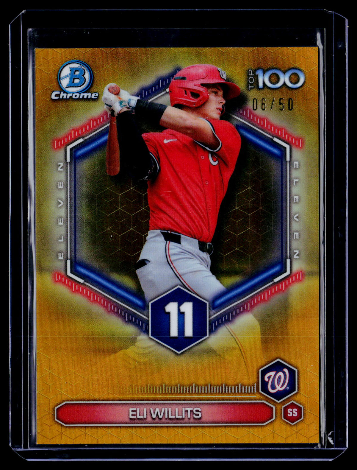 2026 Bowman #BTP-11 Eli Willits Bowman Scouts' Top 100 Gold Refractor #/50