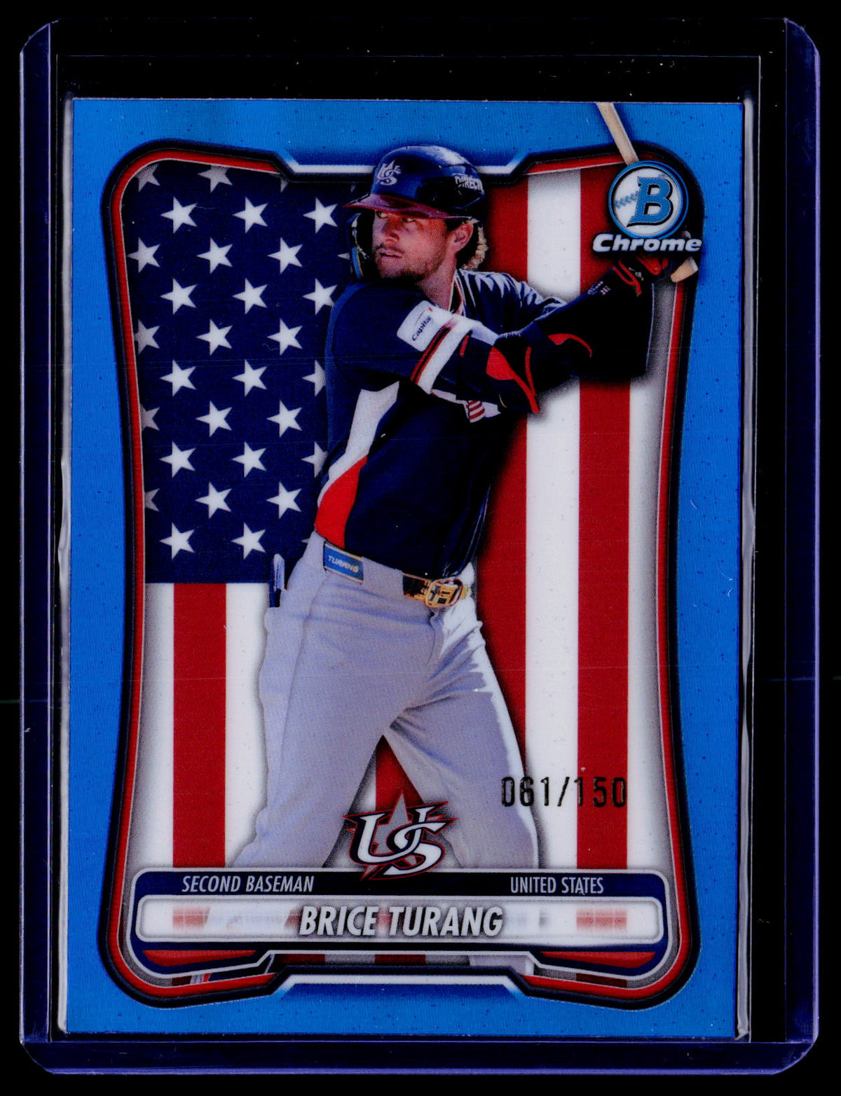 2026 Bowman Chrome #WBC-68 Brice Turang WBC Flag Blue Refractor #/150