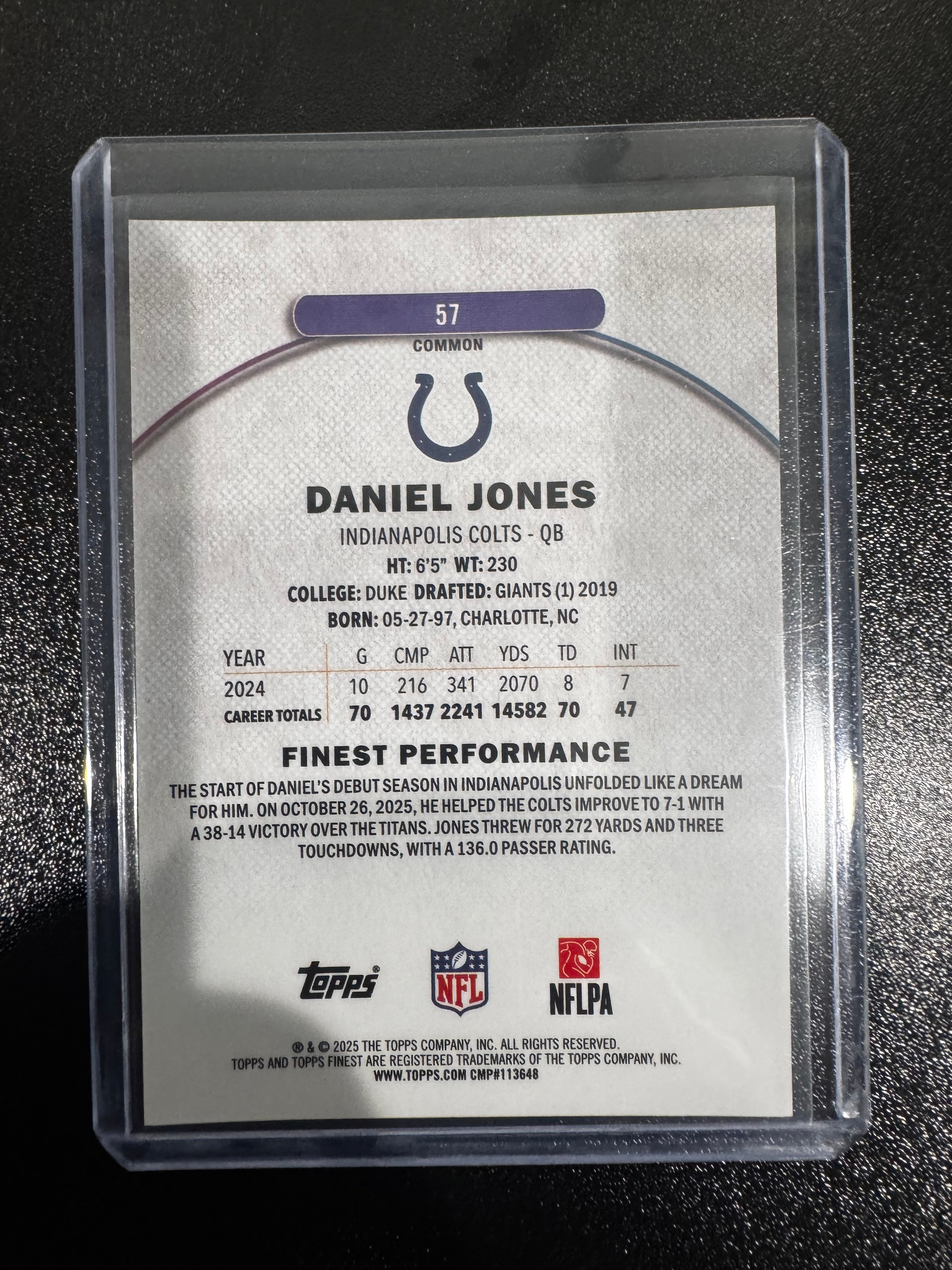 2025 Topps Finest Daniel Jones 20/20